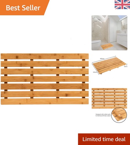Large bamboo wooden bath mat - large,