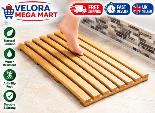 Bamboo wooden bath mat - bamboo,