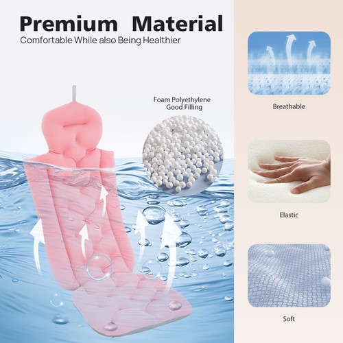 Pink full body bath - bath, pillow