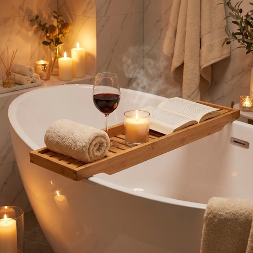 Bamboo wooden over bath tub - wooden,