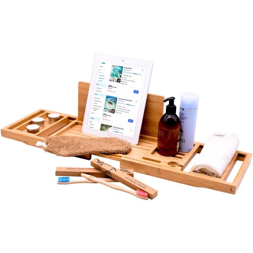 Luxury bamboo bath caddy tray - bamboo,