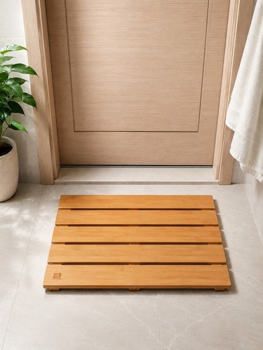 Natural bamboo bathroom mat - bathroom,